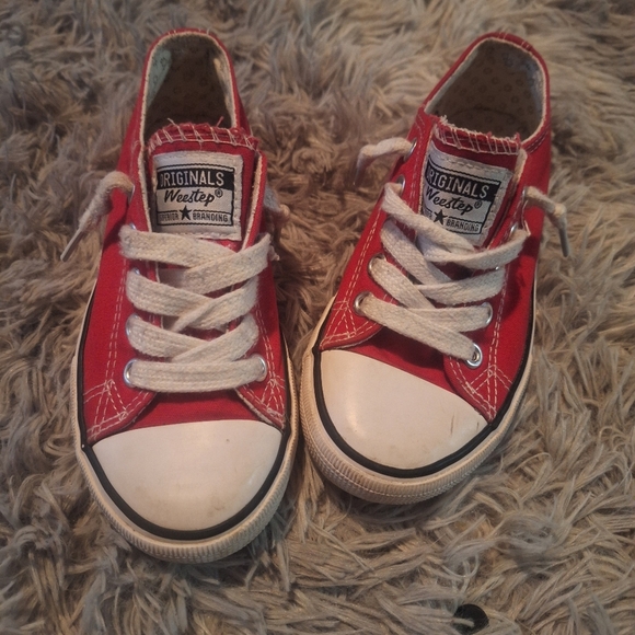 Kids Red Canvas Sneakers - Picture 2 of 5